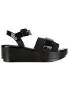 Robert Clergerie Pod Sandals, Women's, Size: 38.5, Black, Leather/patent Leather/rubber