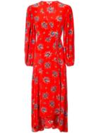 Ganni Floral Wrap Dress - Red