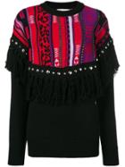 Laneus Fringed Knit Sweater - Black
