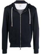 Eleventy Classic Hoodie With Front Zip - Blue
