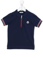 Moncler Kids Zipped Polo Shirt, Boy's, Size: 6 Yrs, Blue
