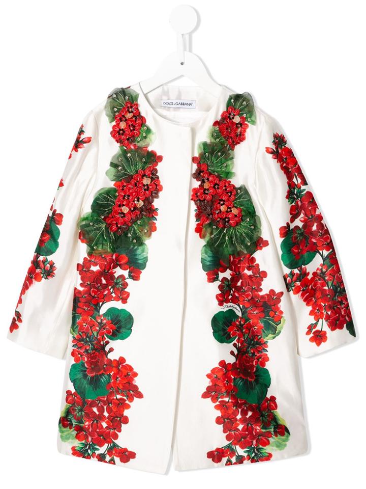 Dolce & Gabbana Kids Sequinned Floral Coat - White