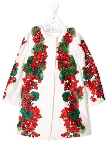 Dolce & Gabbana Kids Sequinned Floral Coat - White