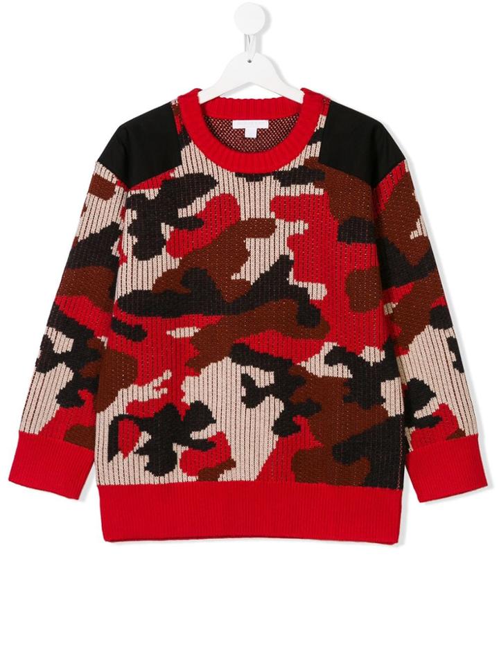 Burberry Kids Teen Camouflage Knitted Sweater - Red