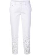 Michael Michael Kors Embellished Cropped Skinny Jeans - White