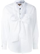 Burberry - Neck Tie Stretch Shirt - Women - Cotton - 6, White, Cotton