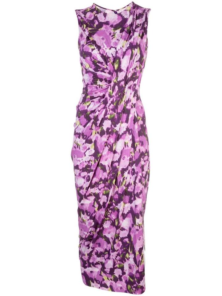 Jason Wu Collection Side Slit Floral Print Dress - Purple