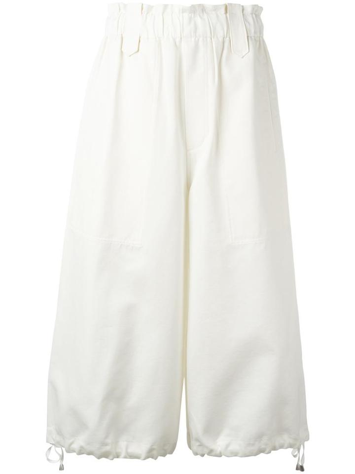 Helmut Lang Wide-legged Cropped Trousers, Women's, Size: Medium, White, Cotton/silk