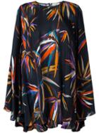 Emilio Pucci Printed Cape Blouse, Women's, Size: 42, Black, Silk