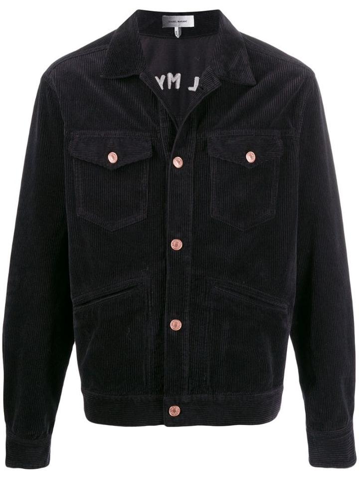 Isabel Marant Embroidered Wolf Corduroy Jacket - Grey