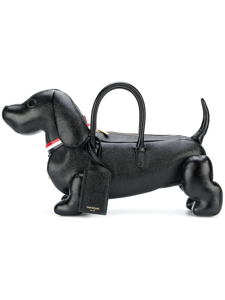 Thom Browne Hector Bag With Red, White And Blue Collar In Pebble
