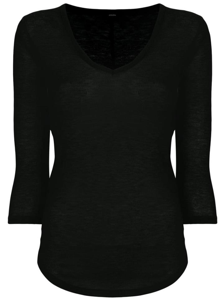 Joseph Panelled V-neck Top - Black