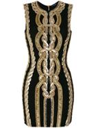Balmain Fitted Embellished Dress - Black