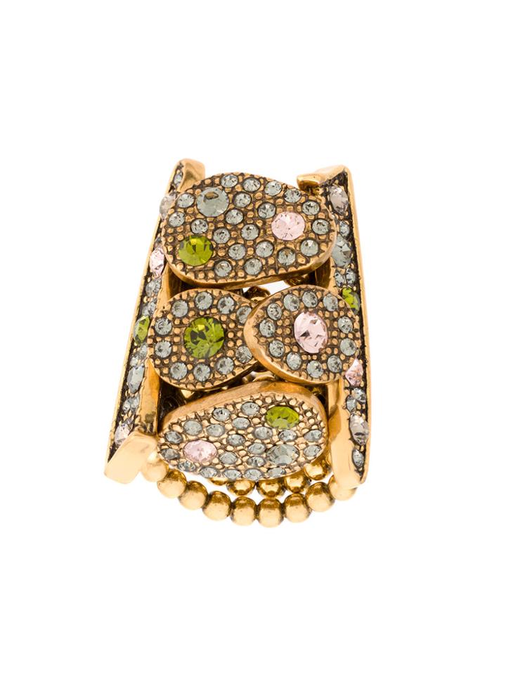 Camila Klein Botão Com Strass Ring - Metallic