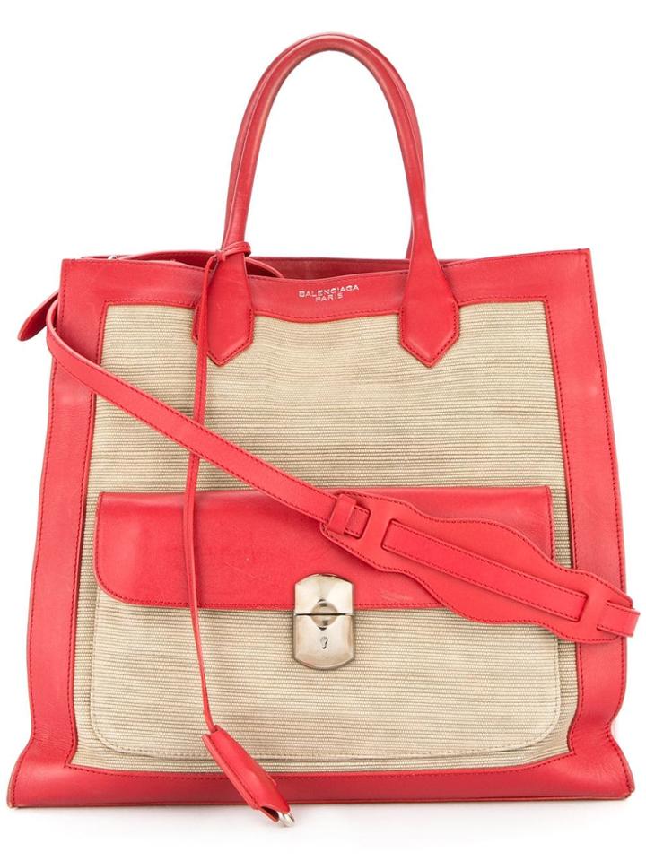 Balenciaga Vintage Padlock All Afternoon 2way Hand Tote Bag - Red