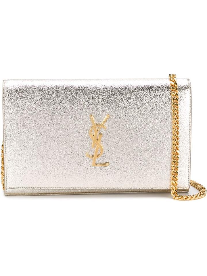 Saint Laurent 'monogram' Shoulder Bag, Women's, Grey, Leather/metal (other)