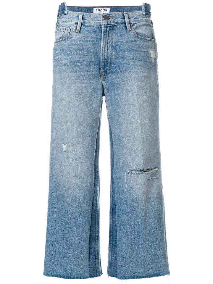 Frame Denim Distressed Denim Culottes - Blue