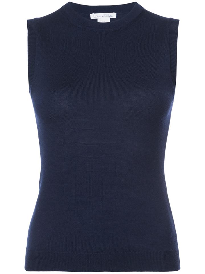 Oscar De La Renta Sleeveless Knitted Top - Blue