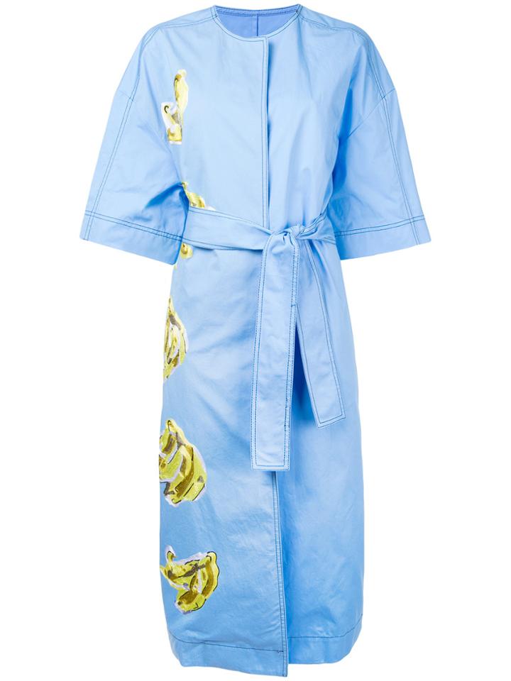 Msgm Collarless Open Coat - Blue