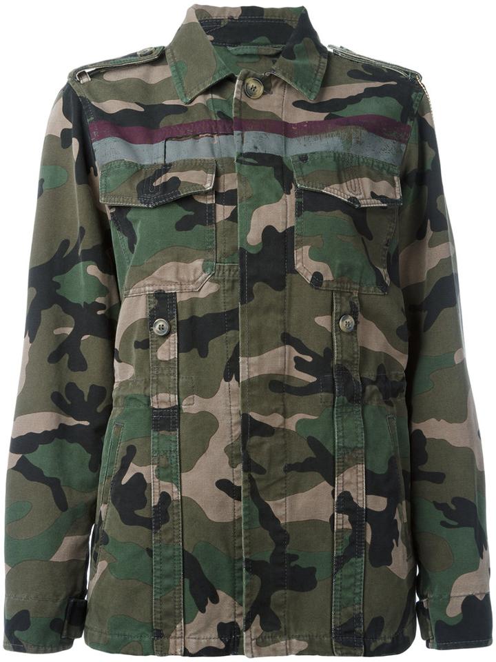 Valentino Camouflage Jacket, Women's, Size: 42, Green, Cotton