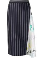 Emilio Pucci Logo Print Striped Pencil Skirt - Blue