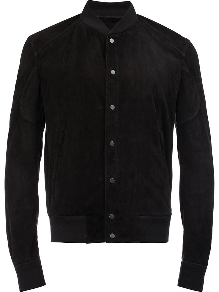 Drome Suede Bomber, Men's, Size: Large, Black, Lamb Skin/polyester/viscose/spandex/elastane