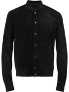 Drome Suede Bomber, Men's, Size: Large, Black, Lamb Skin/polyester/viscose/spandex/elastane