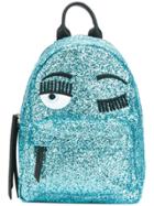 Chiara Ferragni Wink Embroidered Glitter Backpack - Blue