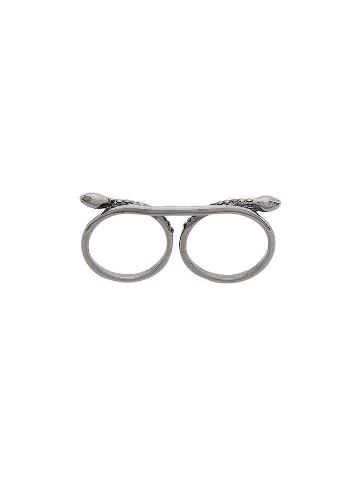 Federica Tosi Embellished Snake Finger Ring - Metallic