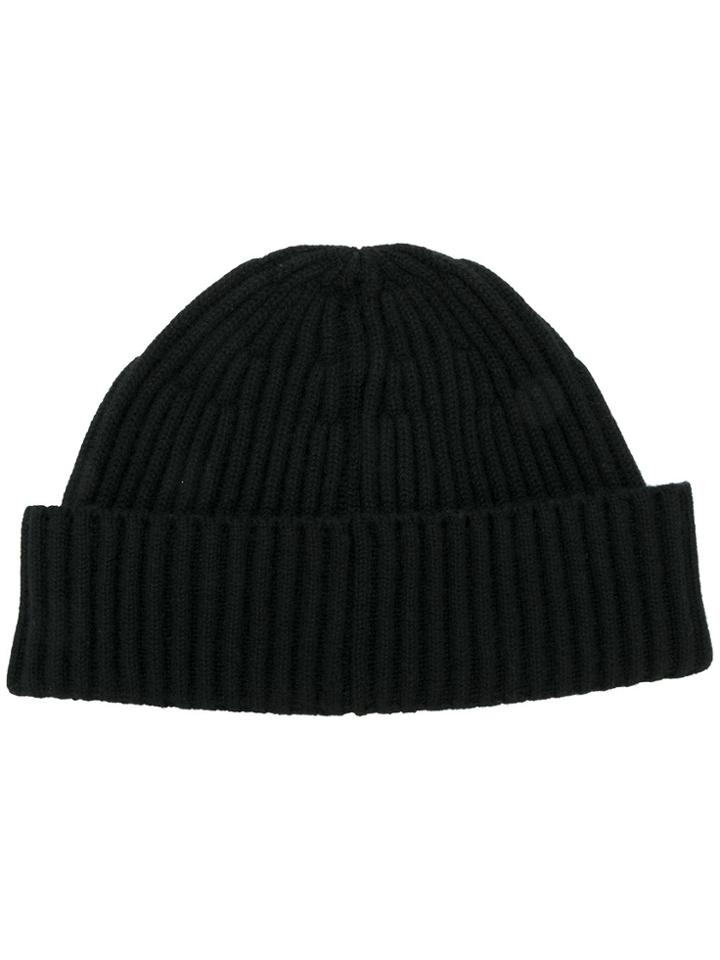 Brunello Cucinelli Ribbed Cashmere Beanie - Black