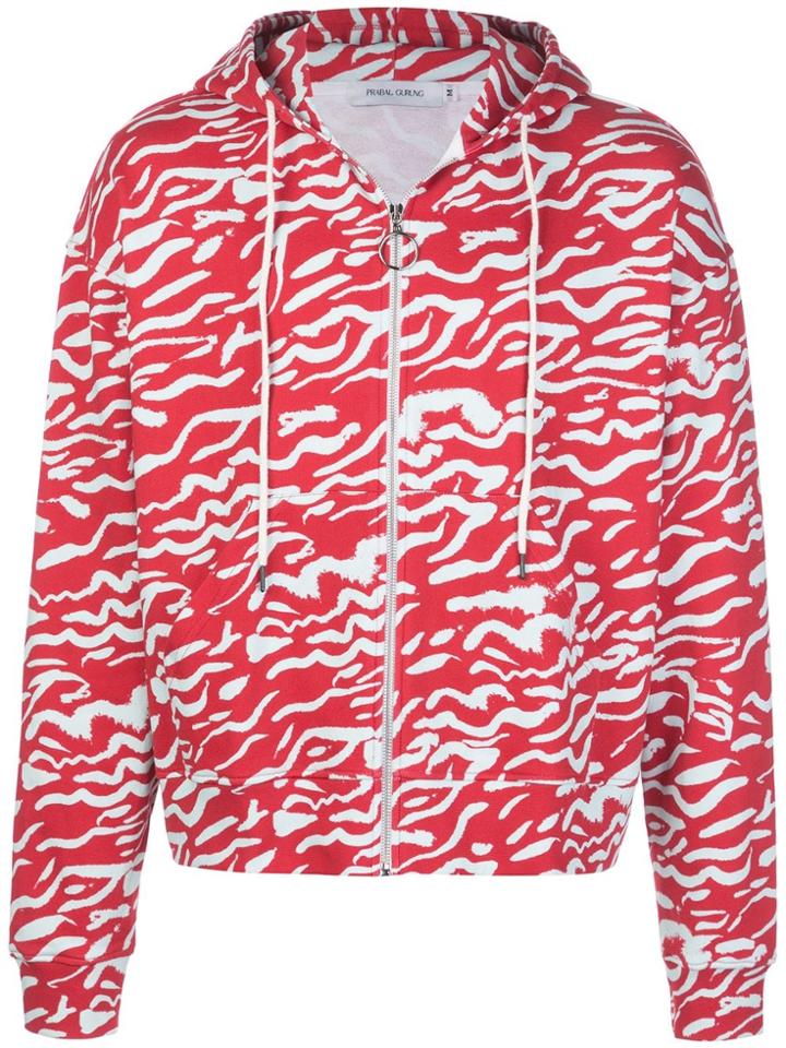 Prabal Gurung All-over Print Zipped Hoodie - Red