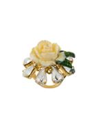 Dolce & Gabbana Crystal Rose Ring - White