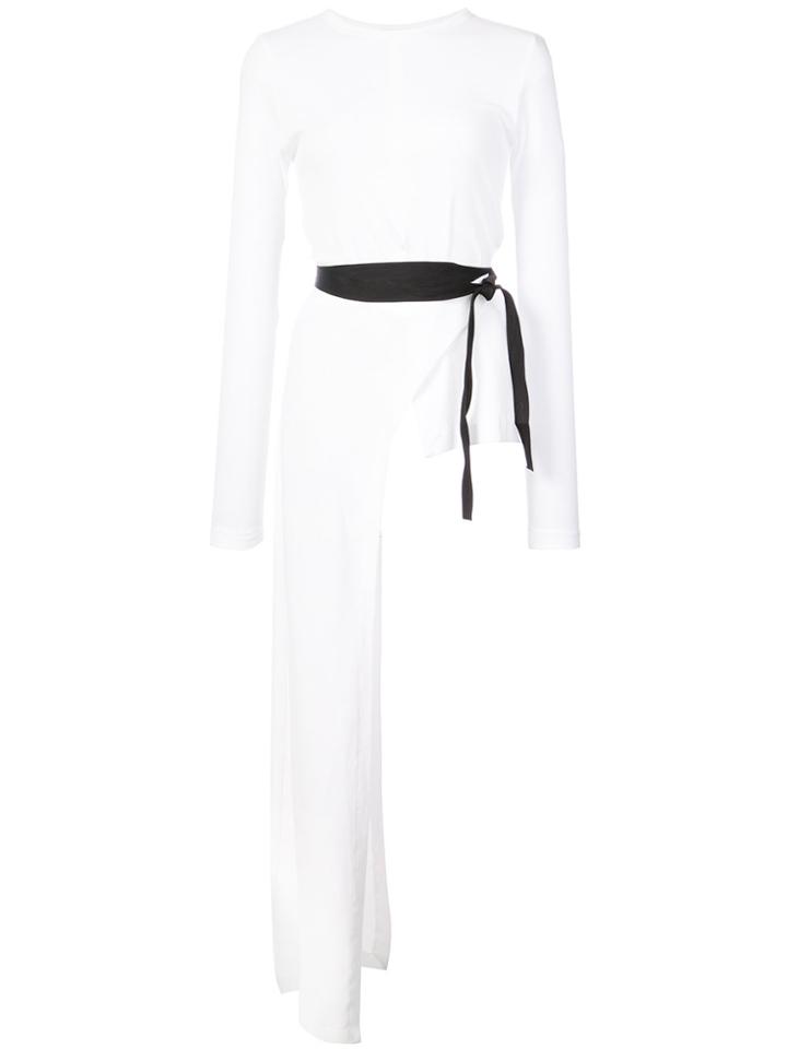 Rosetta Getty Asymmetric Belted Top - White