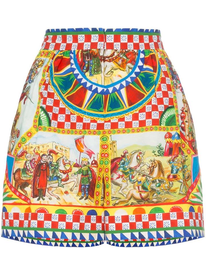 Dolce & Gabbana Carretto High-waisted Patterned Cotton Shorts - Hhy85