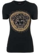 Versace Medusa Embellished T-shirt - Black