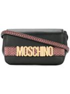 Moschino Foldover Logo Shoulder Bag - Black