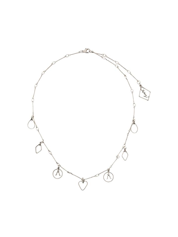 Saint Laurent Charm Embellished Necklace - Metallic