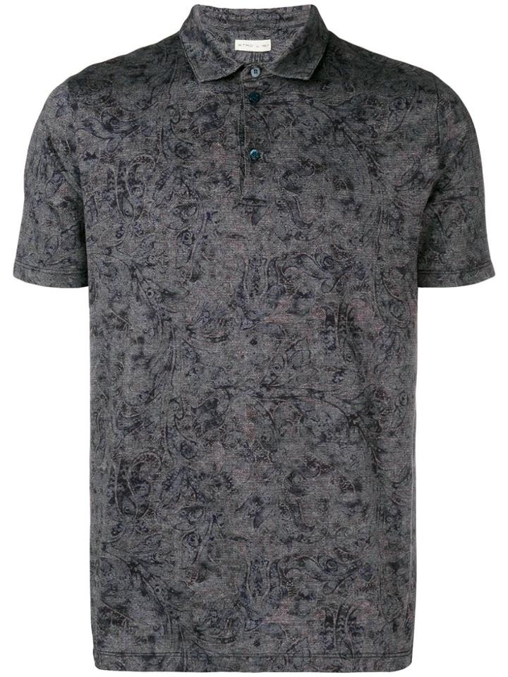 Etro Paisley Print Polo Shirt - Grey