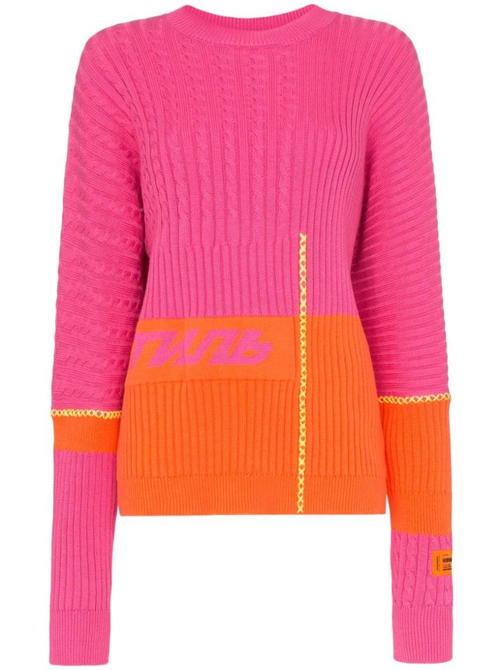 Heron Preston Two-toned Extended Sleeve Knitted Jumper - Pink