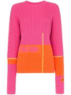 Heron Preston Two-toned Extended Sleeve Knitted Jumper - Pink