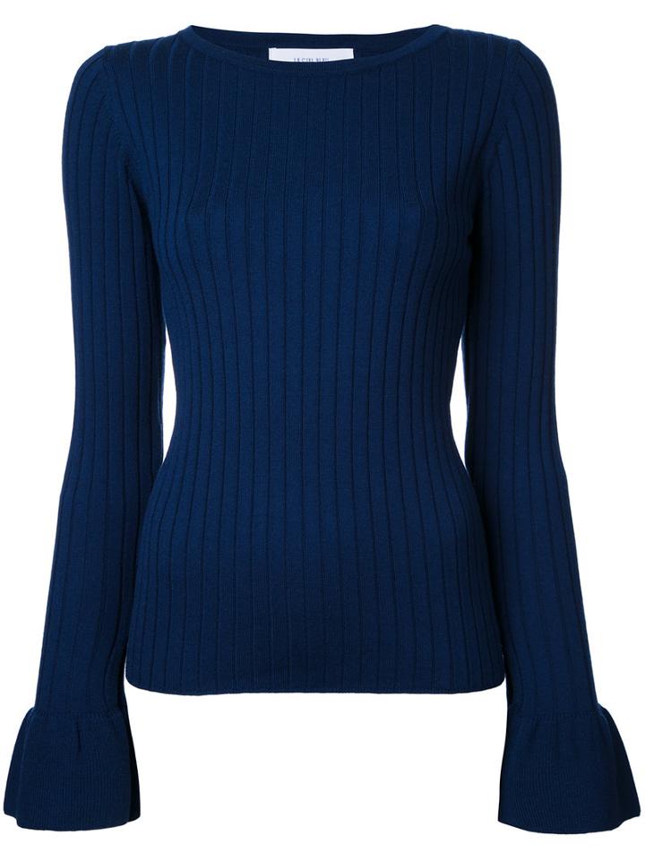 Le Ciel Bleu Frilled Sleeve Jumper, Women's, Size: 36, Blue, Wool