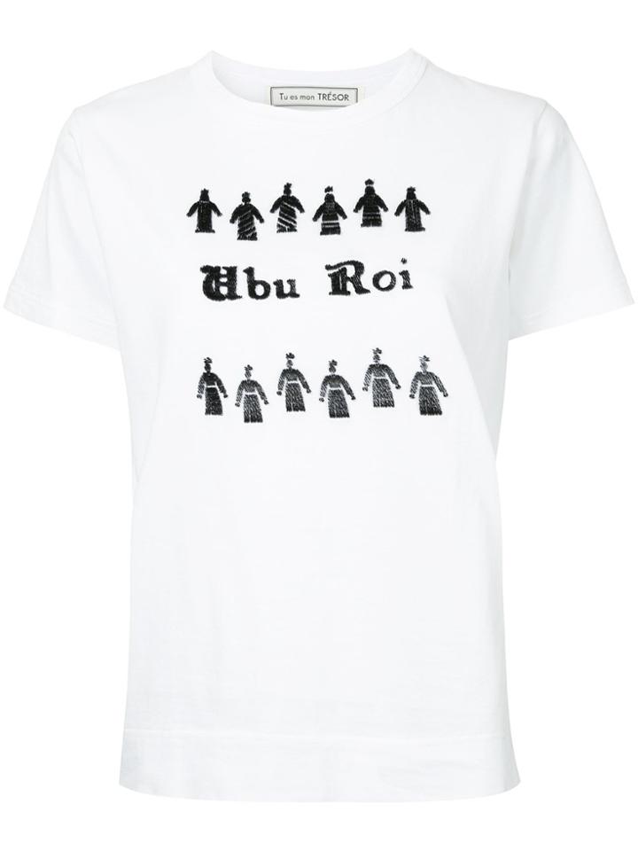 Tu Es Mon Trésor Ubu Roi Embroidered T-shirt - White