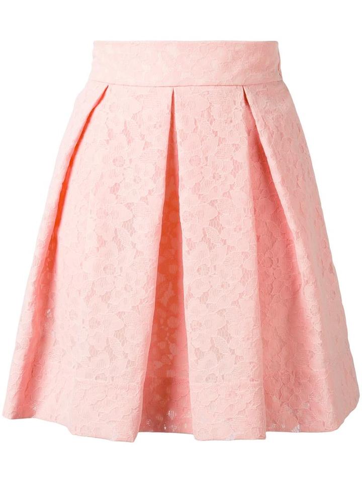 Boutique Moschino Pleated Lace Skirt, Women's, Size: 38, Pink/purple, Rayon/polyester