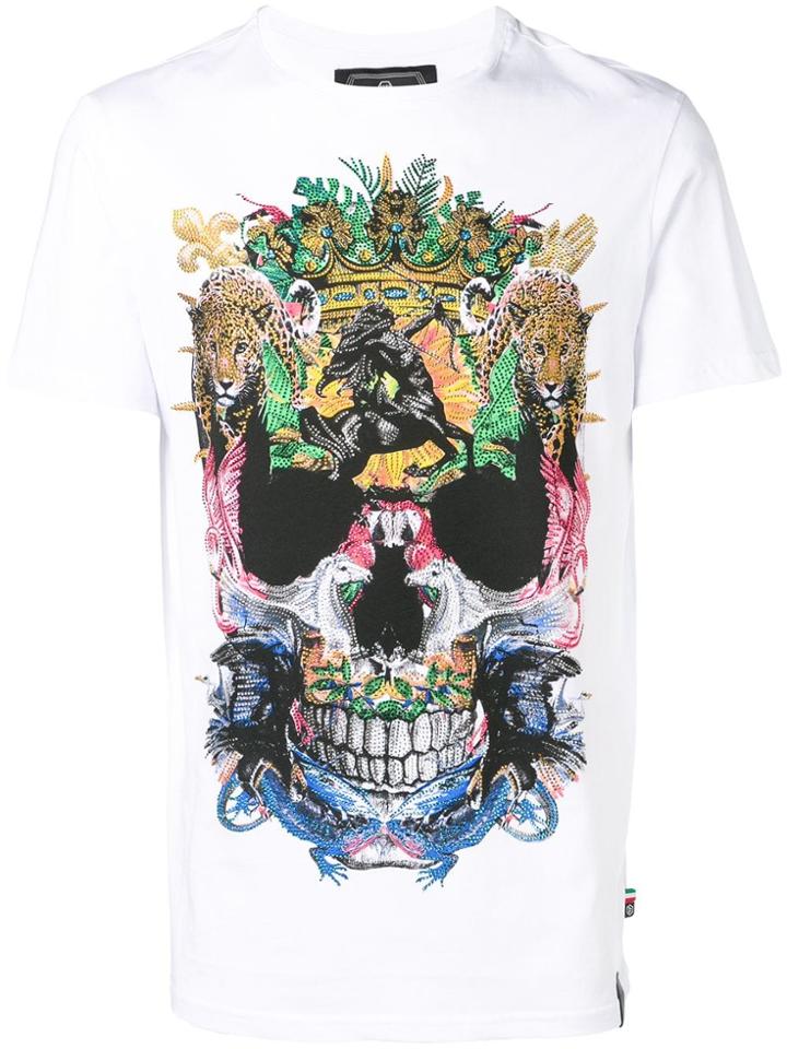 Philipp Plein Studded Abstract Skull T-shirt - White