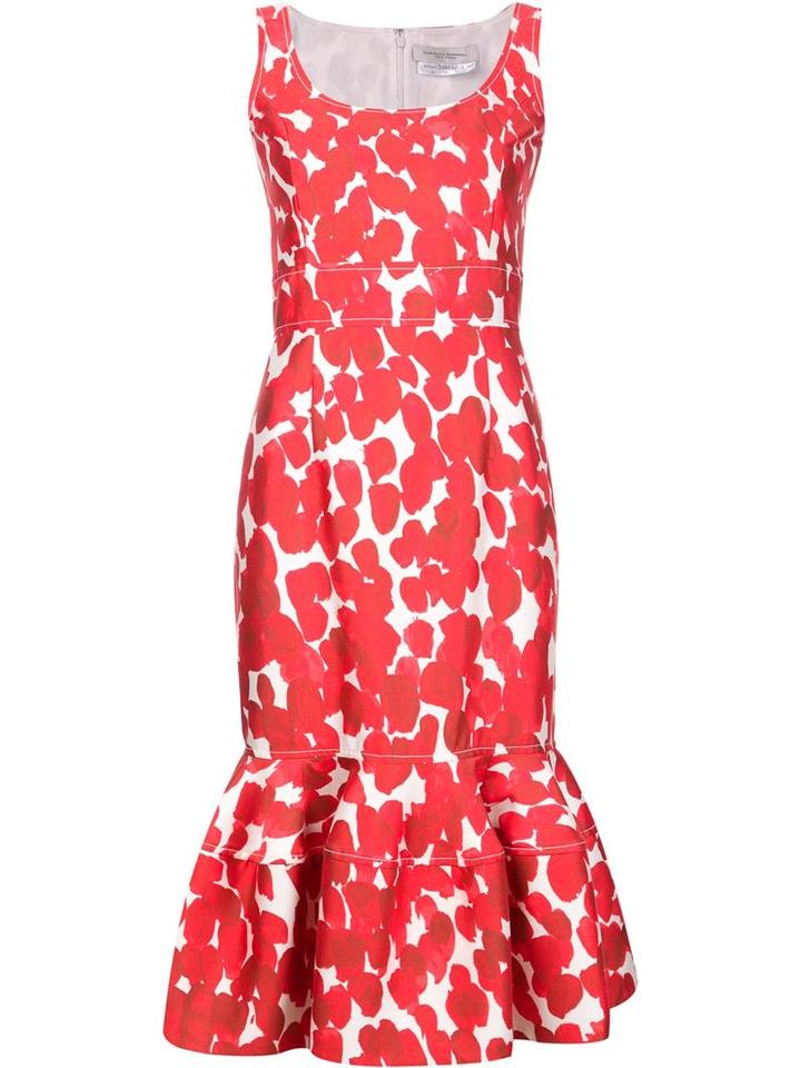 Carolina Herrera Floral Trumpet Dress, Women's, Size: 16, Cotton/spandex/elastane