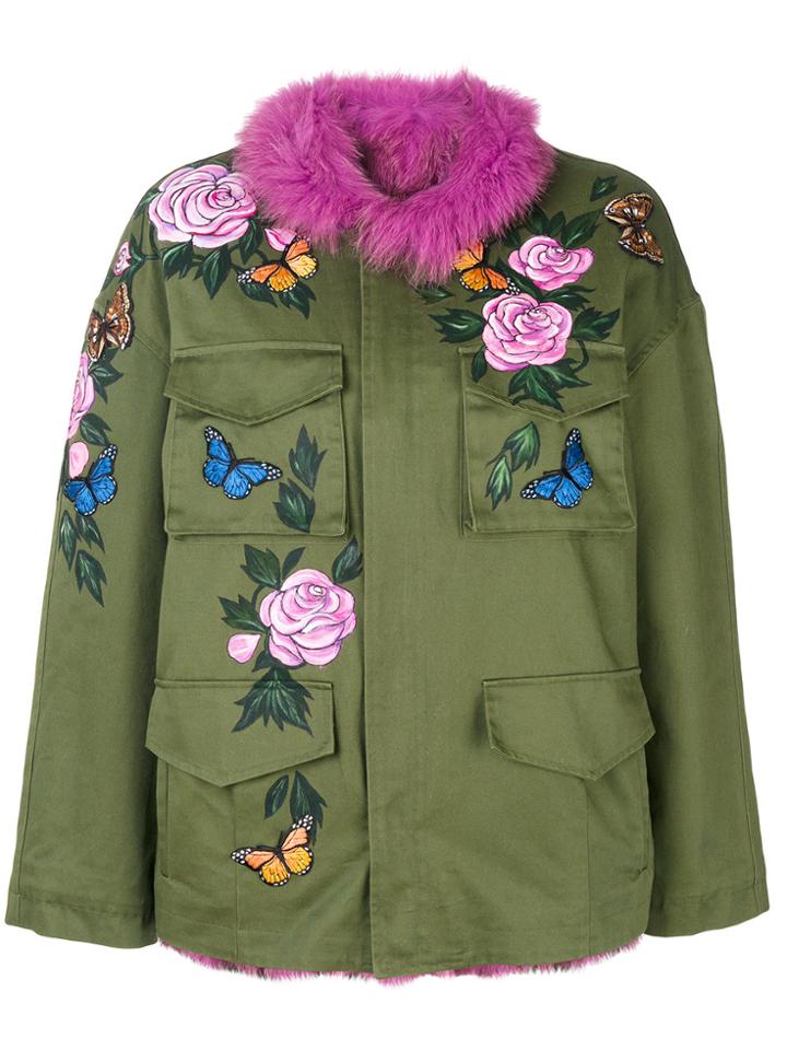 Liska Fur Trim Utility Jacket - Green