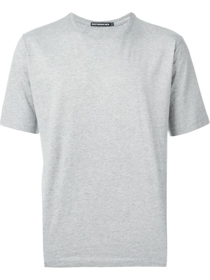 Issey Miyake Men Round Neck T-shirt, Size: 5, Grey, Cotton