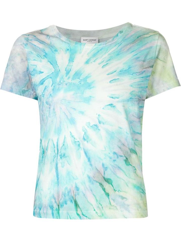 Saint Laurent Tie Dye T-shirt, Women's, Size: Xs, White, Cotton