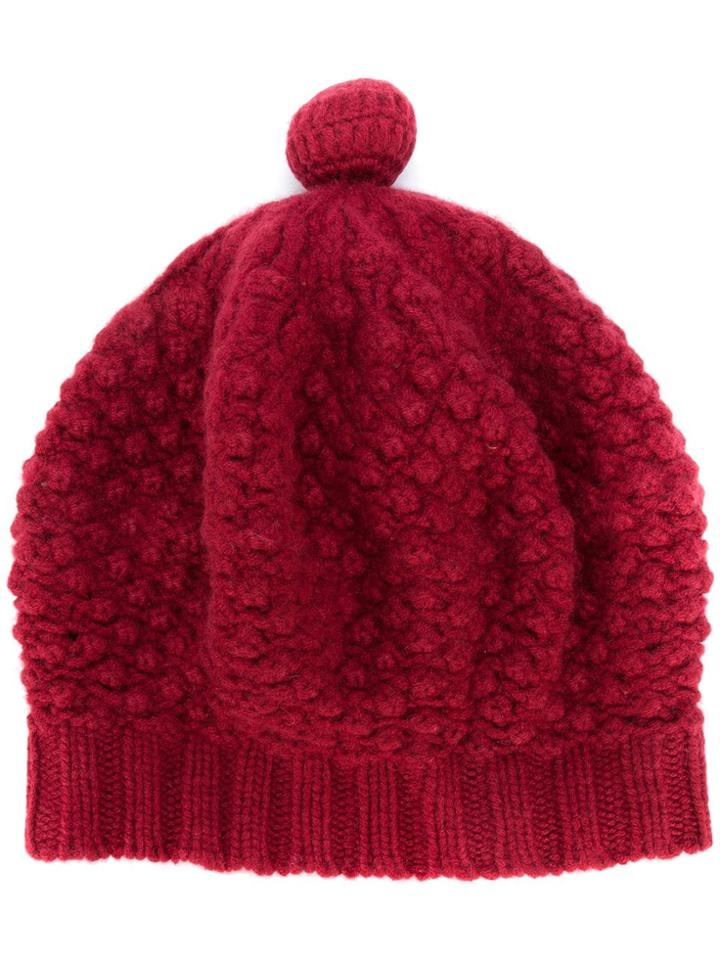 N.peal Bramble Stitch Cashmere Beret - Red