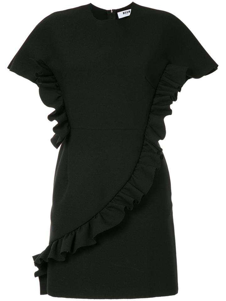 Msgm Ruffled Shift Dress - Black
